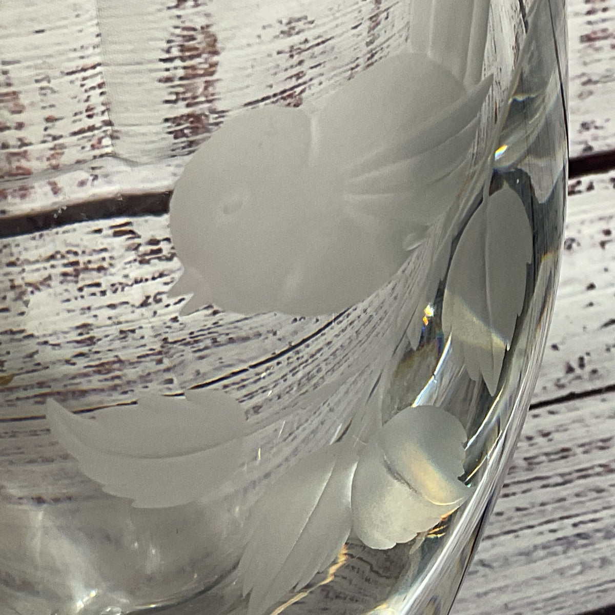 VTG. GLASSKOLAN Crystal Vase with Etched Bird- 8.25"