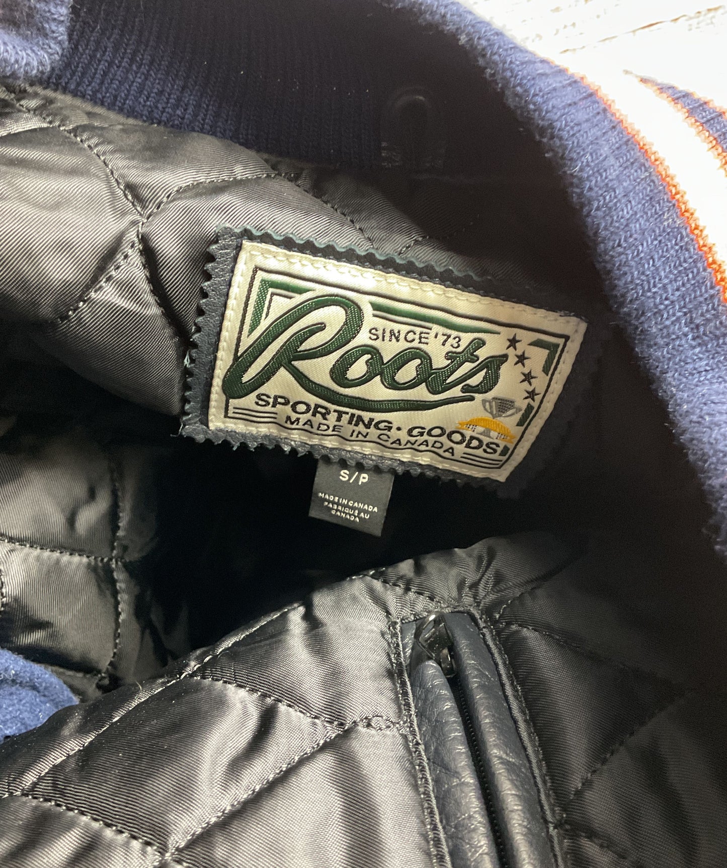 Roots Canada Wool Blend Varsity Jacket Blue S
