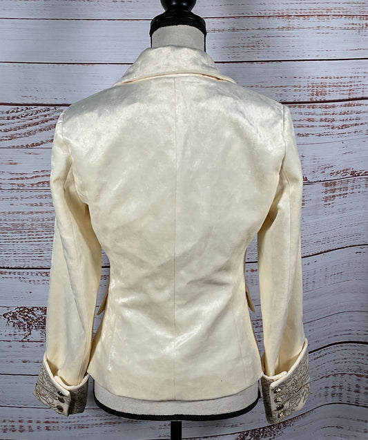 Futario Embroidered Cuff Floral Velvet Ecru XS