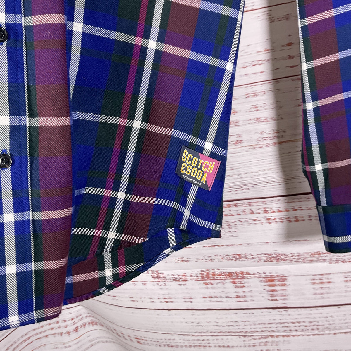Scotch & Soda Blue Red Plaid Button Up Long Sleeve Shirt - Size XL