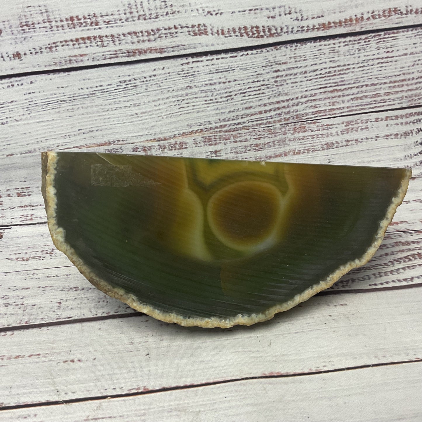 Polished Agate Geode Half Slice Green 4lb 5oz