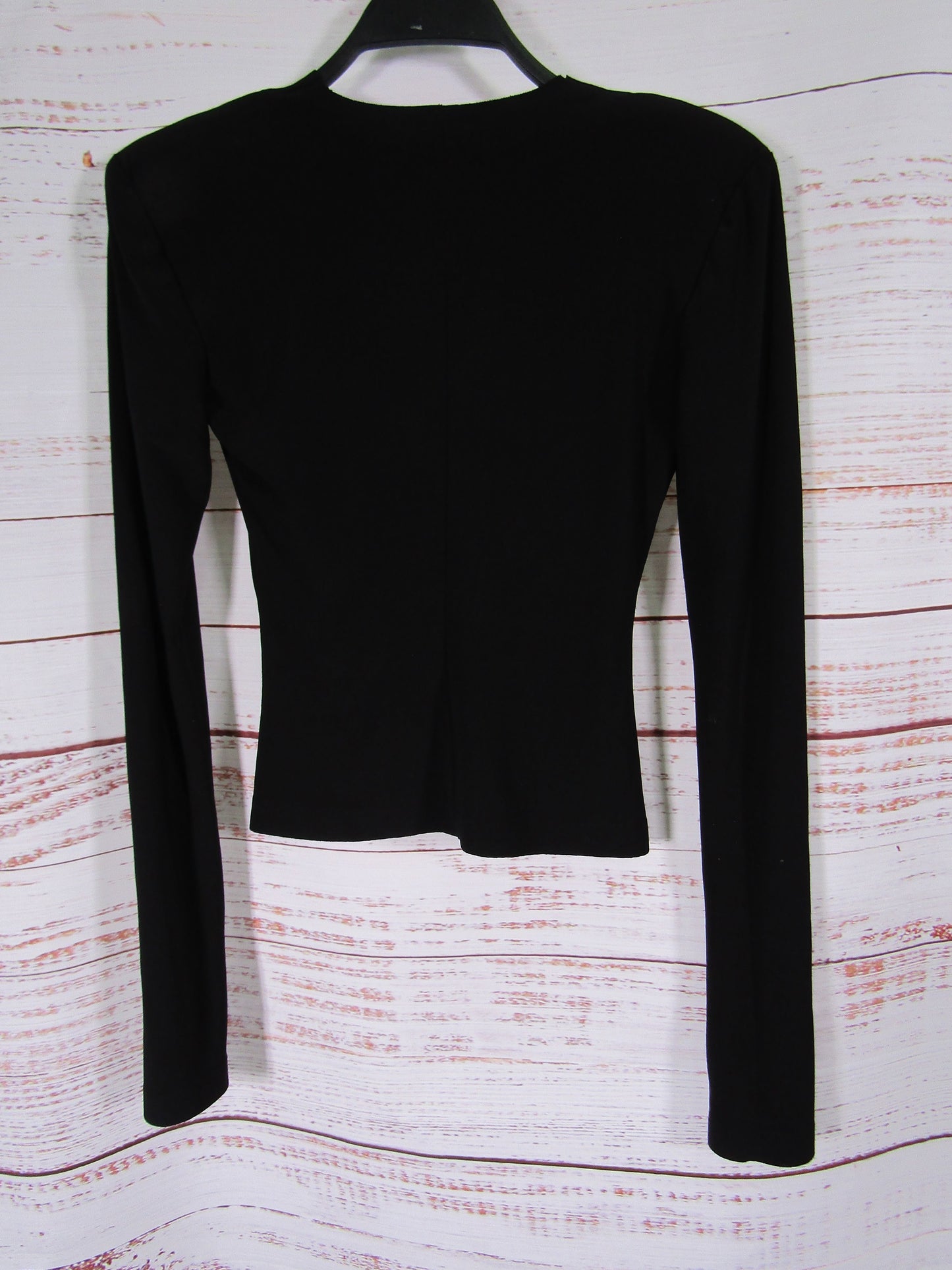 Norma Kamali Women's Black Shoulder-Pad Crewneck Top Size XXS