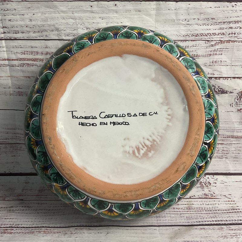 Talavera Castillo 10" Hand Painted Ceramic Serving Bowl Made In Mexico