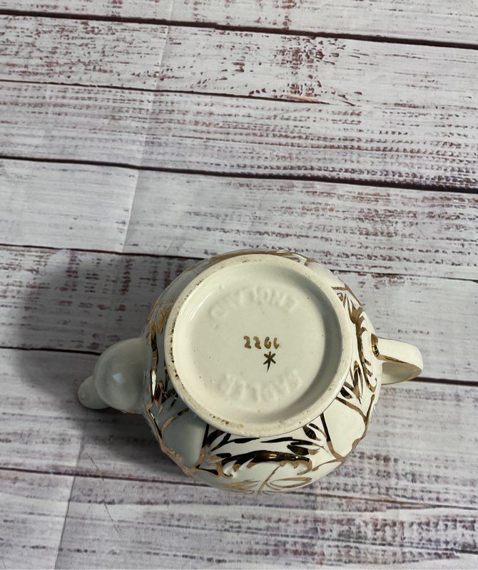 Sadler England Gold & Cream Stripe Mini Tea Pot Vintage 3.5"