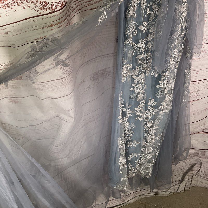 GLS by Gloria Elizabeth K GL1920 Blue Floral Hand Beaded Overskirt Gown Size 2XL