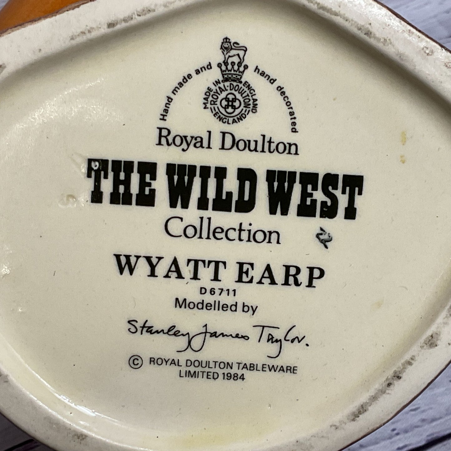 VTG. 1984 ROYAL DOULTON The Wild West Wyatt Earp Mug- 6"