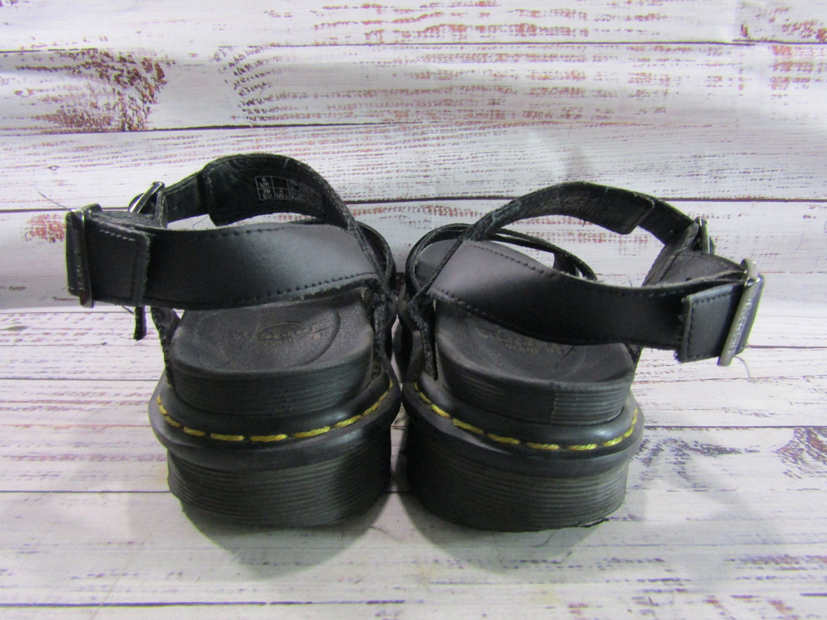 Dr. Martens Voss II Women's Black Leather Platform Sandals Size 8