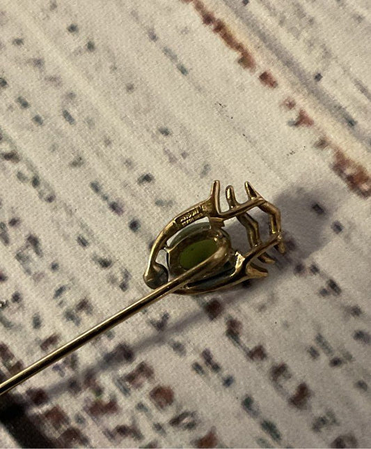 ANSON Sterling Silver Jade Vintage Stick Pin
