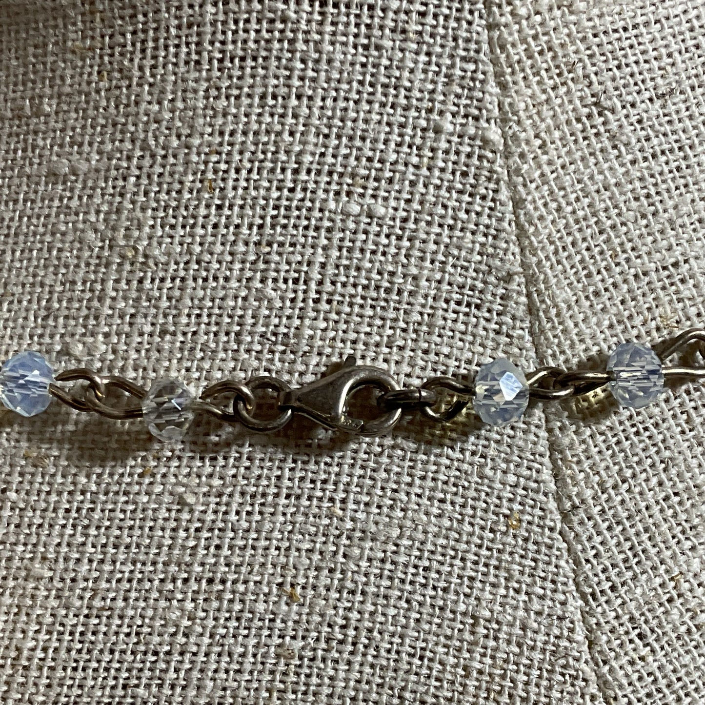 Sterling Silver Rhinestone Beaded 17" Necklace- 7g