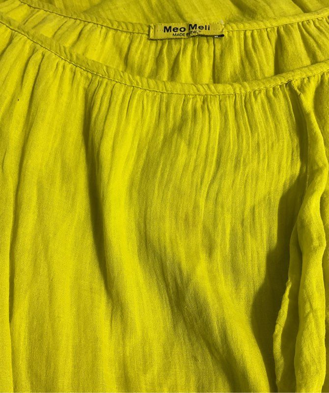 Meo Meli Women's Asymmetrical Neon Yellow Cotton Dress Made in Italy