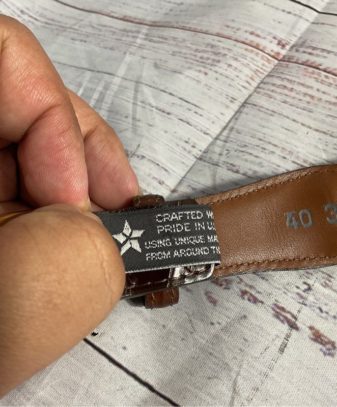 Vintage Brighton Men's Size 40 Brown Croc Leather & Woven Stretch Belt USA