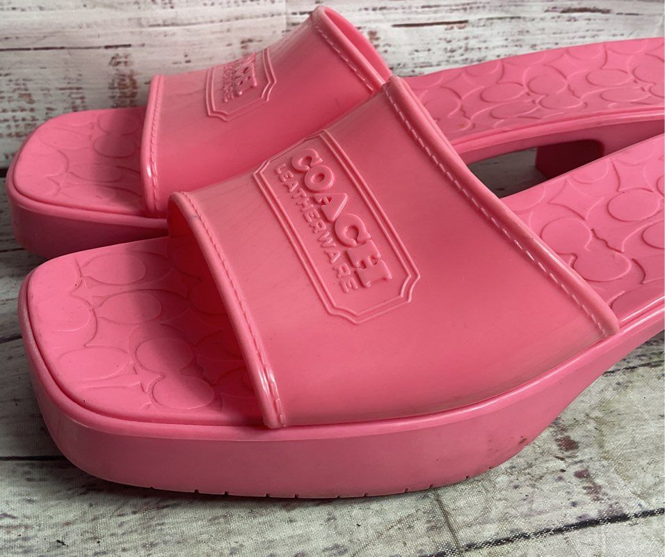 Coach Scarlett Rubber Sandals Pink 10
