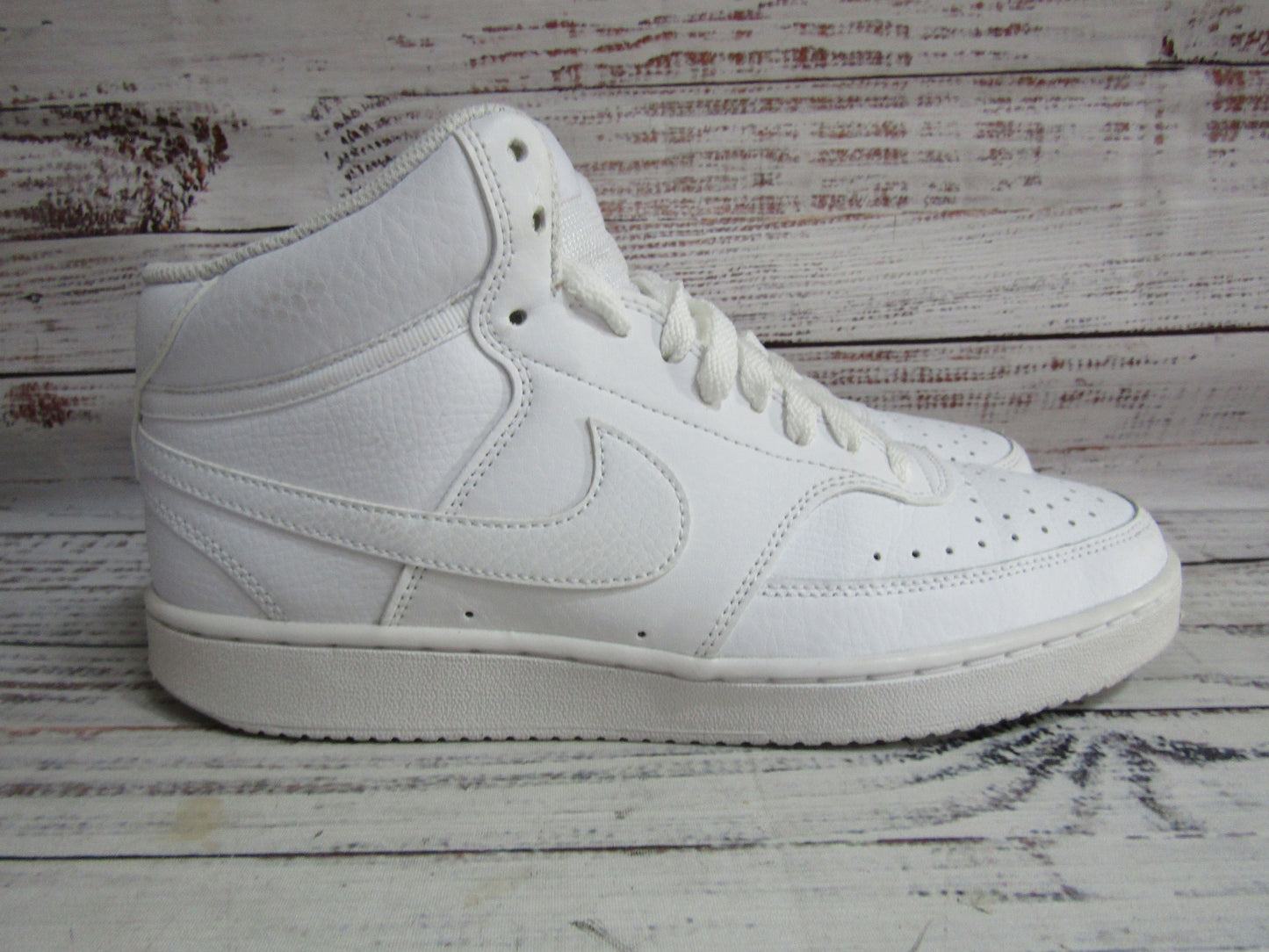 Nike Court Vision Men's White Leather Mid-Top Sneakers Size 8 CD5466-100