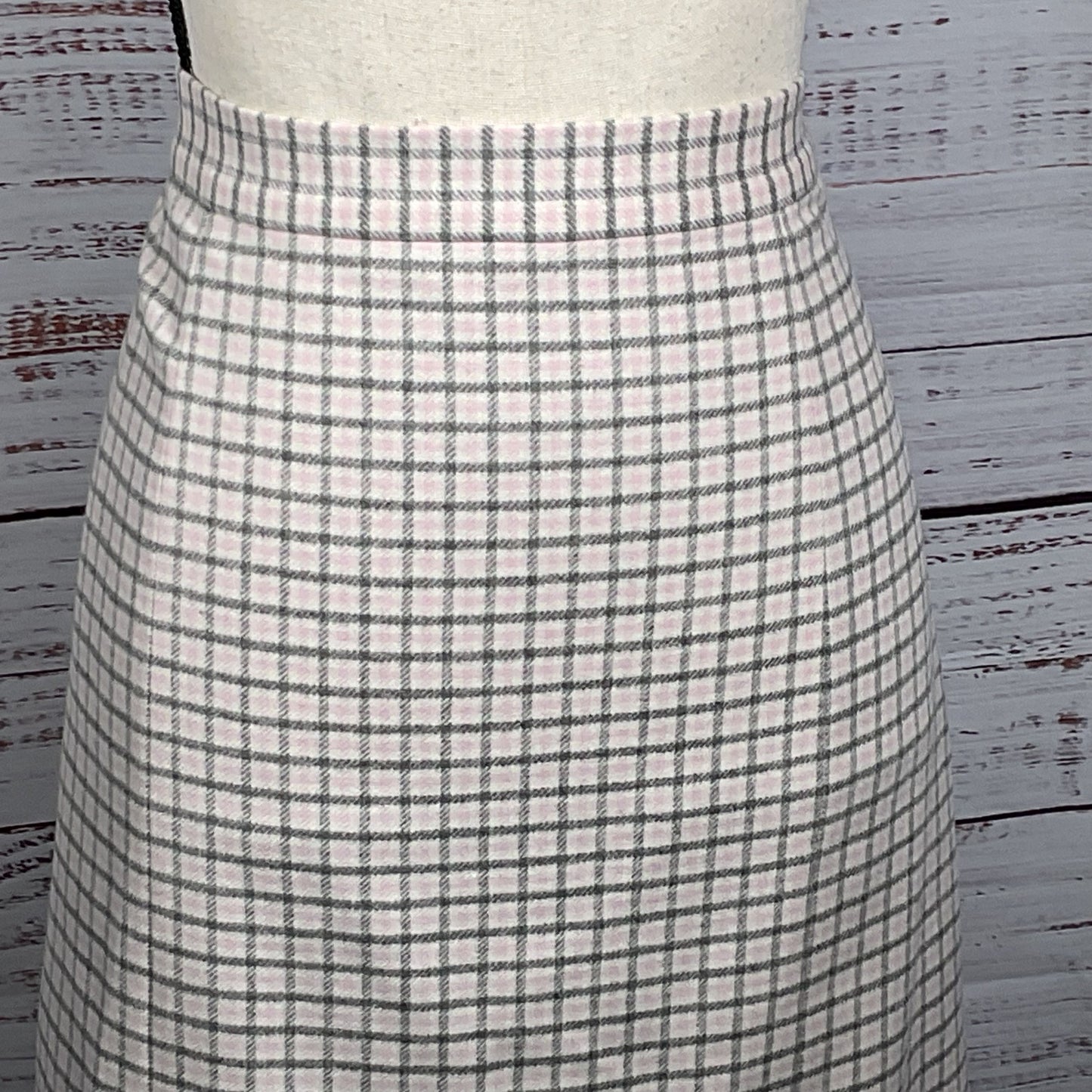 BLACK FLEECE X BROOKS BROS. Women's Wool Pink/Gray Plaid Back Pleated Skirt