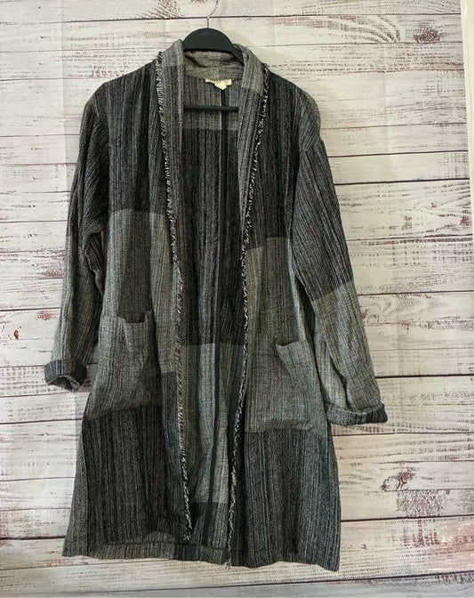Women's Eileen Fisher Black & Gray Open Front Jacket Size XXS/XS