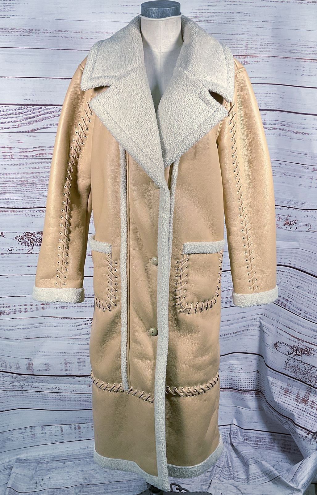 Jonathan Simkhai Windsor Vegan Sherpa Sherpa Biker Coat Scone