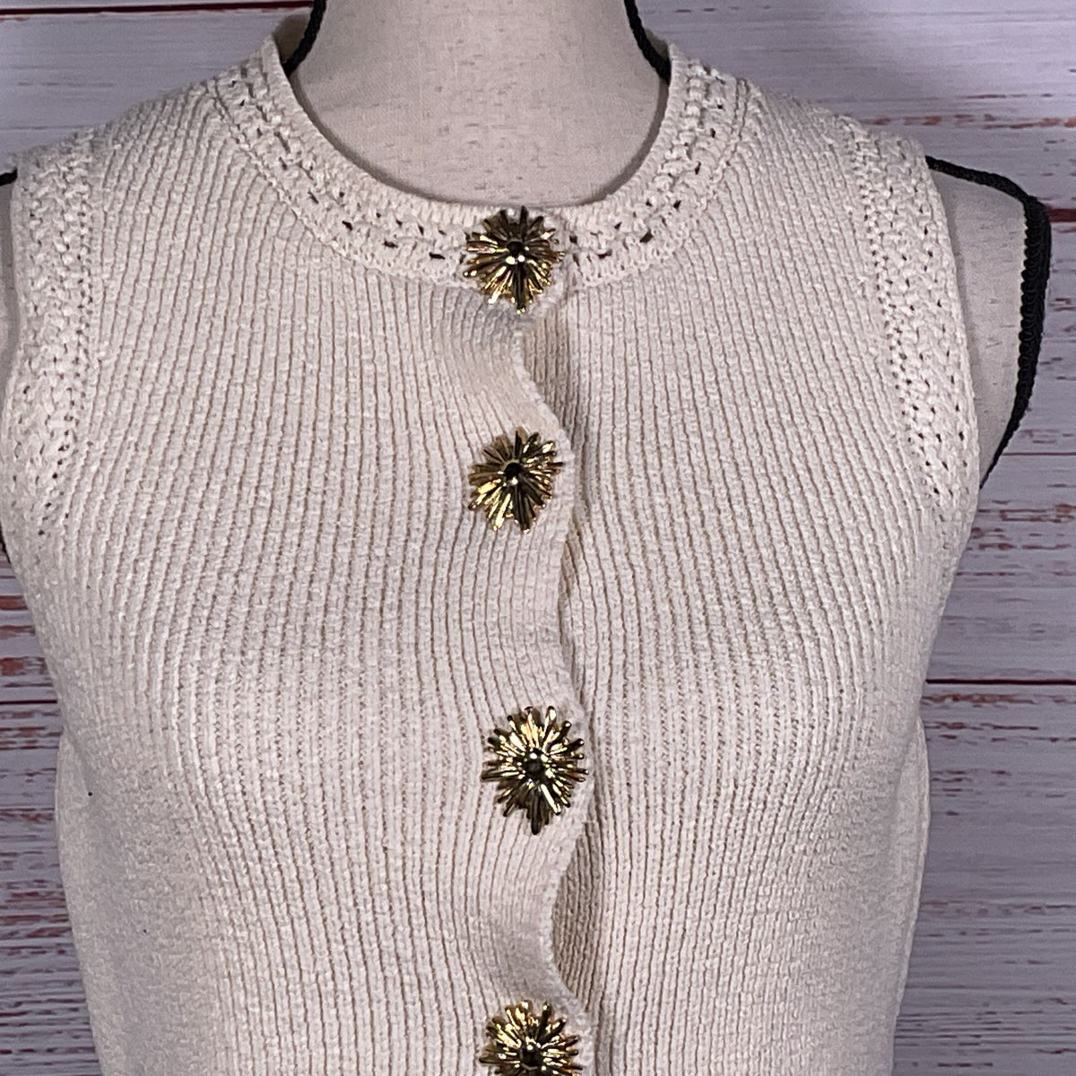 NWOT ZARA Women's Cream Knitted Button Up Sweater Vest- SZ S