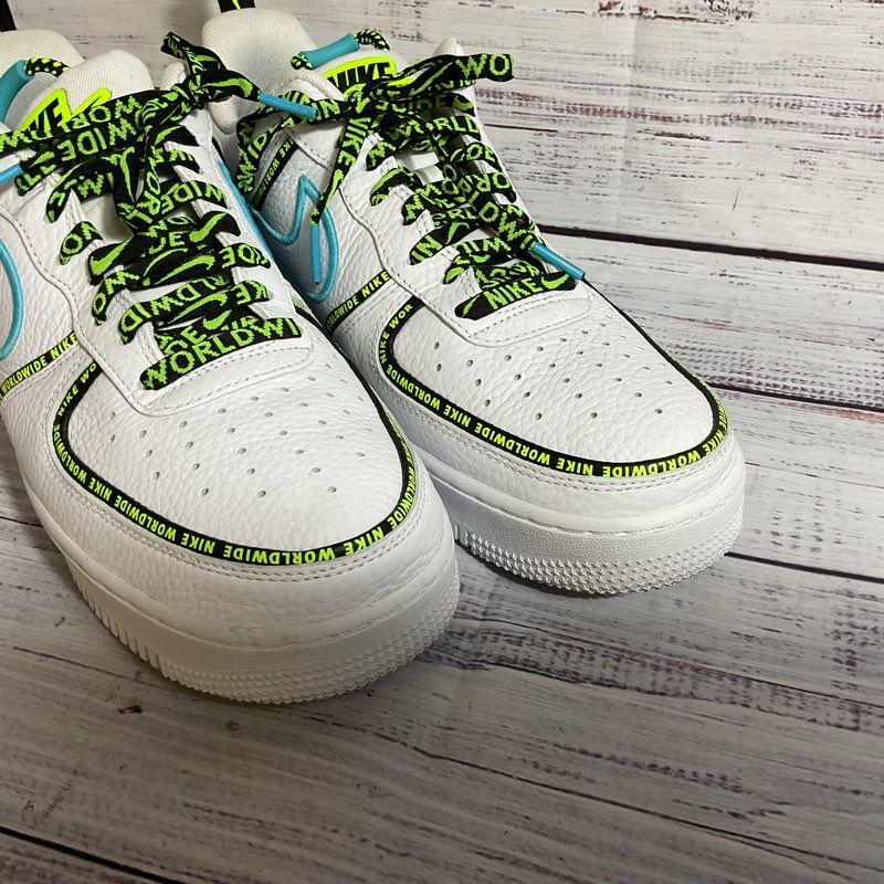 NIKE Air Force 1 Worldwide CK7213-100 Men's White/Green Sneakers Shoes- SZ 10.5