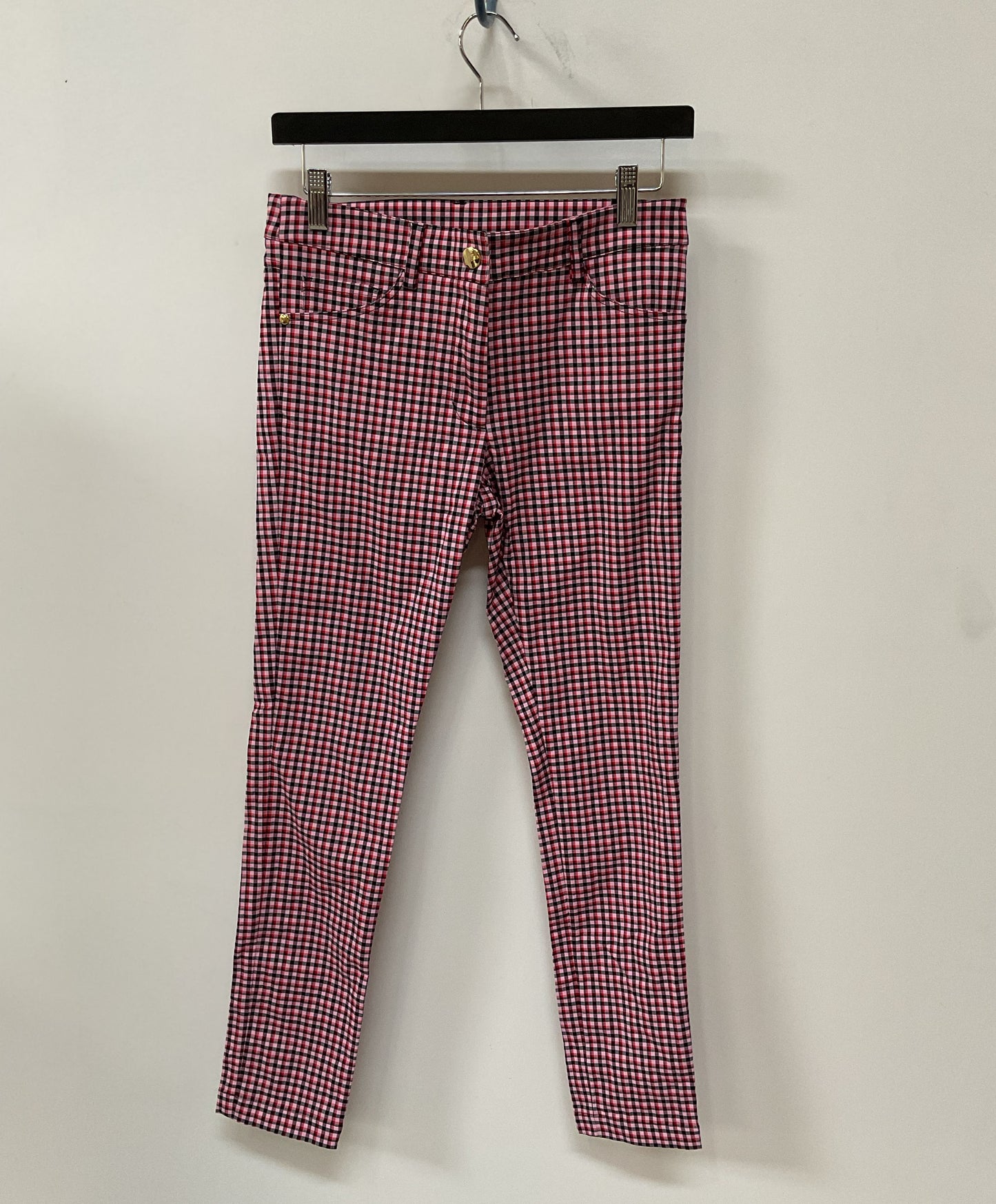 NWT Women's Brendratti Elina Checker Pant Size 40 Pink & Black