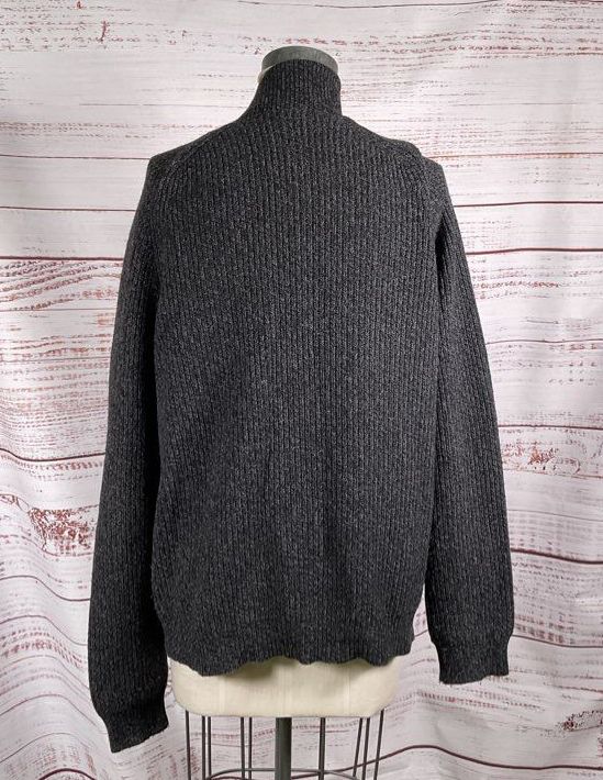 Theory Full Zip Ribbed Sweater Charcoal Gray XL