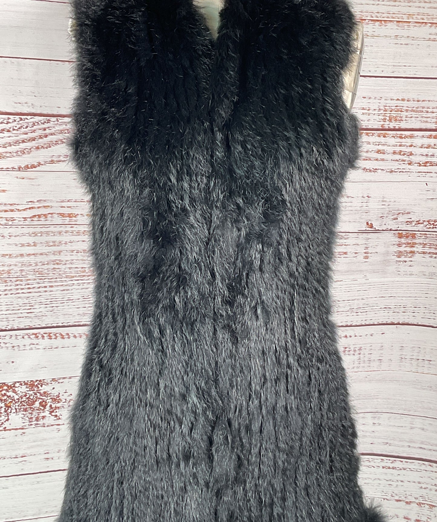 Love Token Rabbit Fur Vest Black M