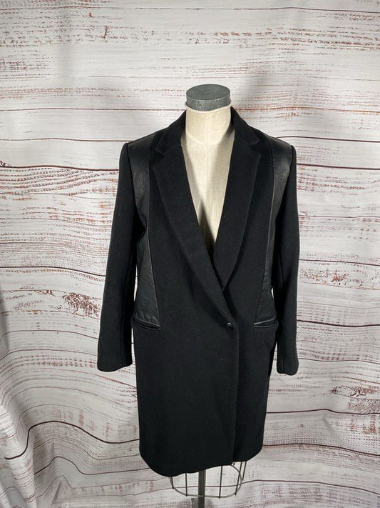 Sandro Women's Wool Blend Black Coat Size 40