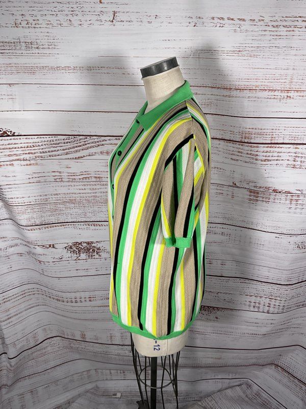 Amaranto Womens Multicolor Striped Buttoned Collared Shirt Linen Blend XXL Italy