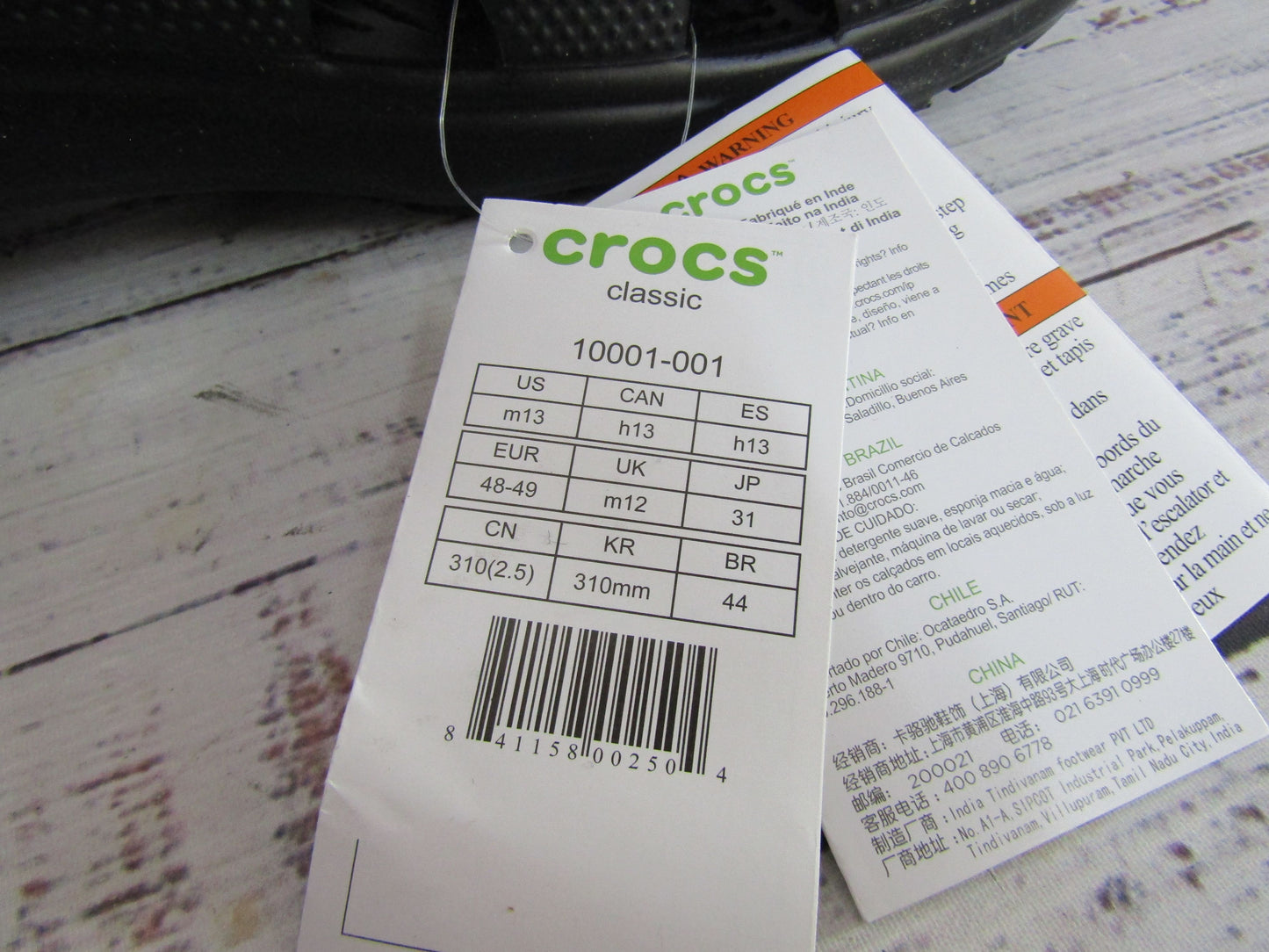 Crocs Classic Clogs Men's Black Sandals Size 13