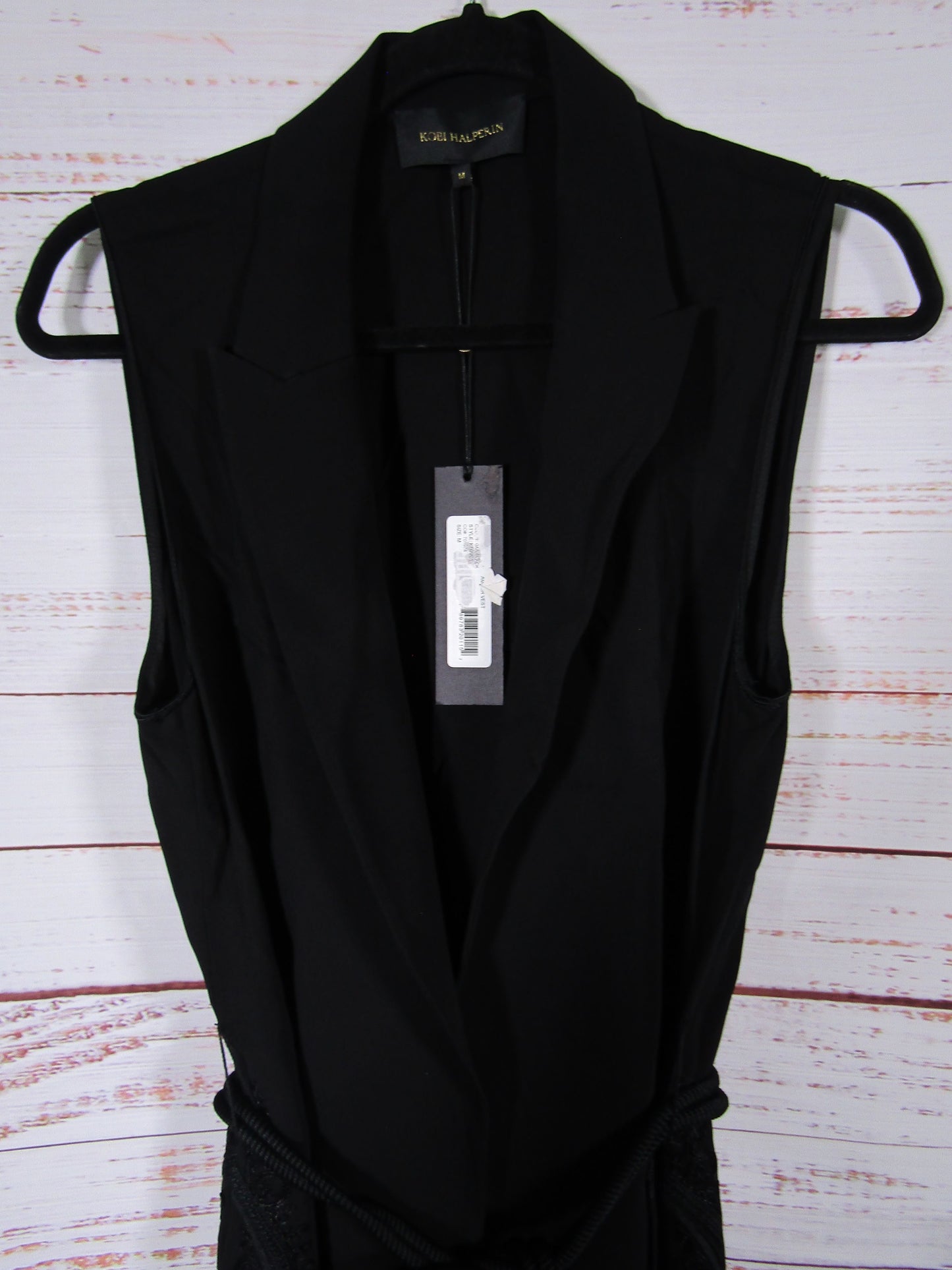 Kobi Halperin Amber Women's Black Embroidered Tied Vest Size M