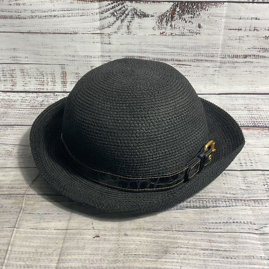 Eric Javitz Black Woven Floppy Snake Print Band Sun Hat One Size