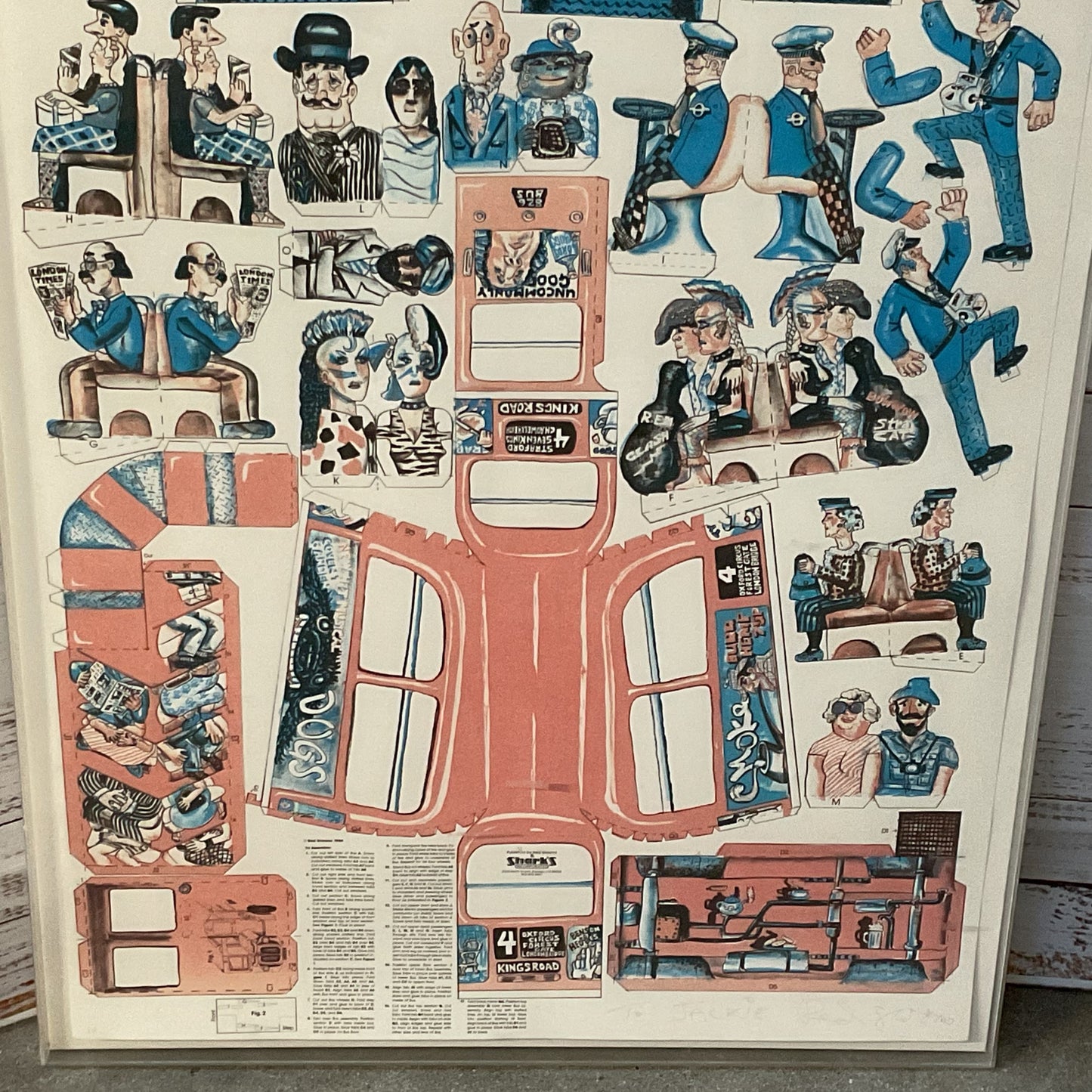 Signed VTG. 1984 RED GROOMS London Bud Lithograph Print- FRAMED 41.5" X 27.5"