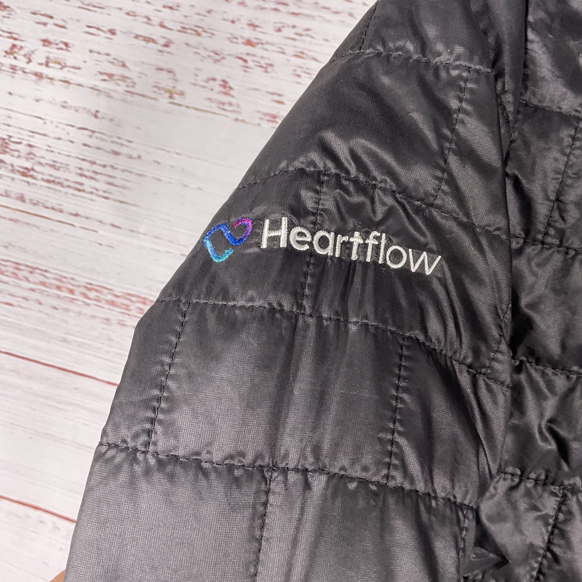 Patagonia Nano Puff Puffer Black Full Zip Jacket XS Heartflow Brand Embroidered
