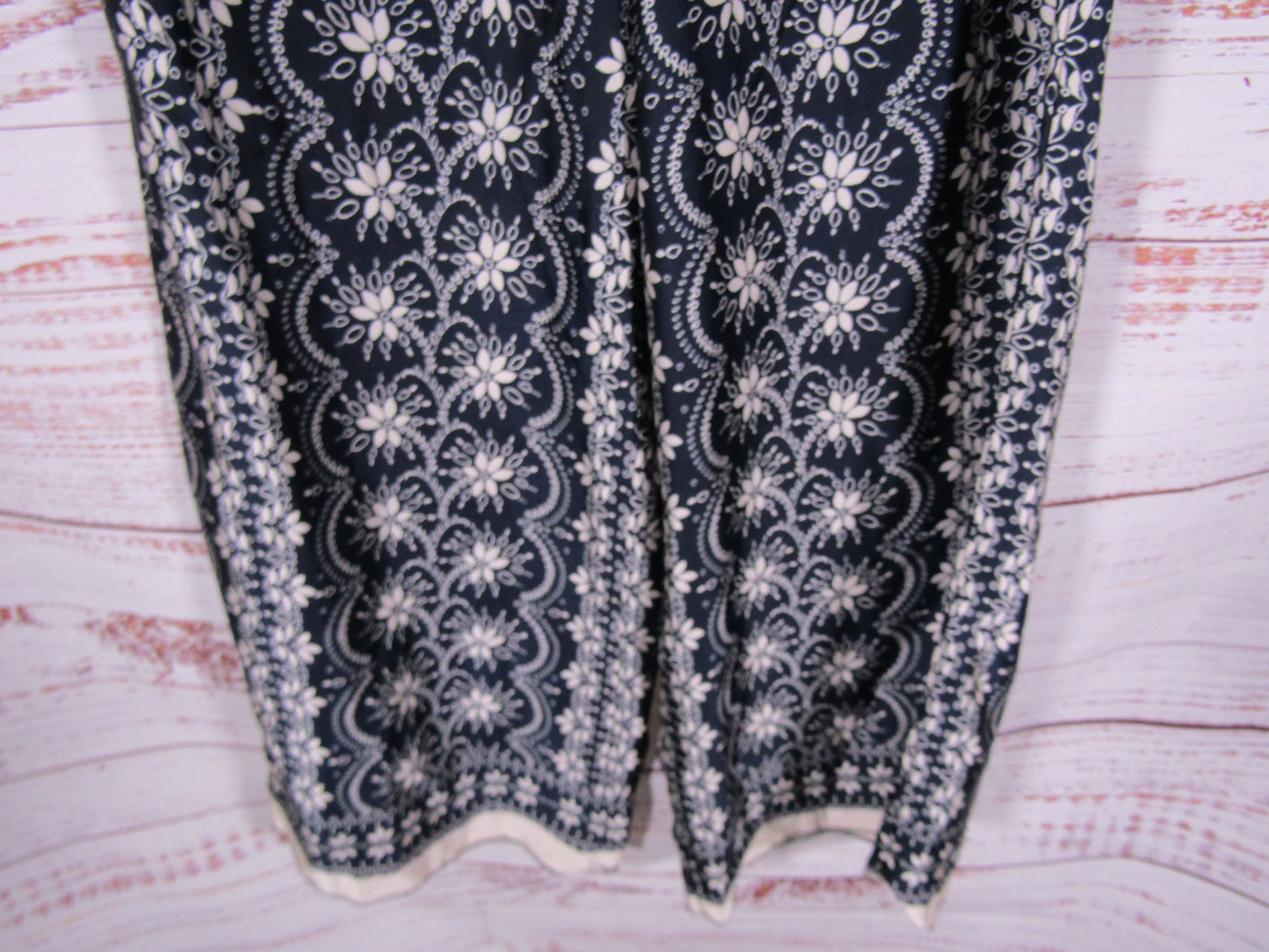 CeCe Women's Blue Floral Paisley Wide Leg Pants Size M