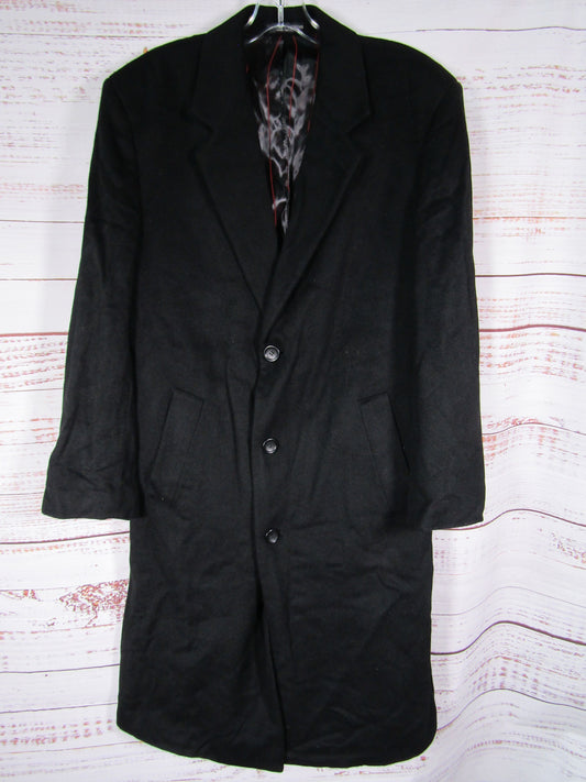 Andre Lanzino Men's Black Cashmere Wool Blend Coat Size 38
