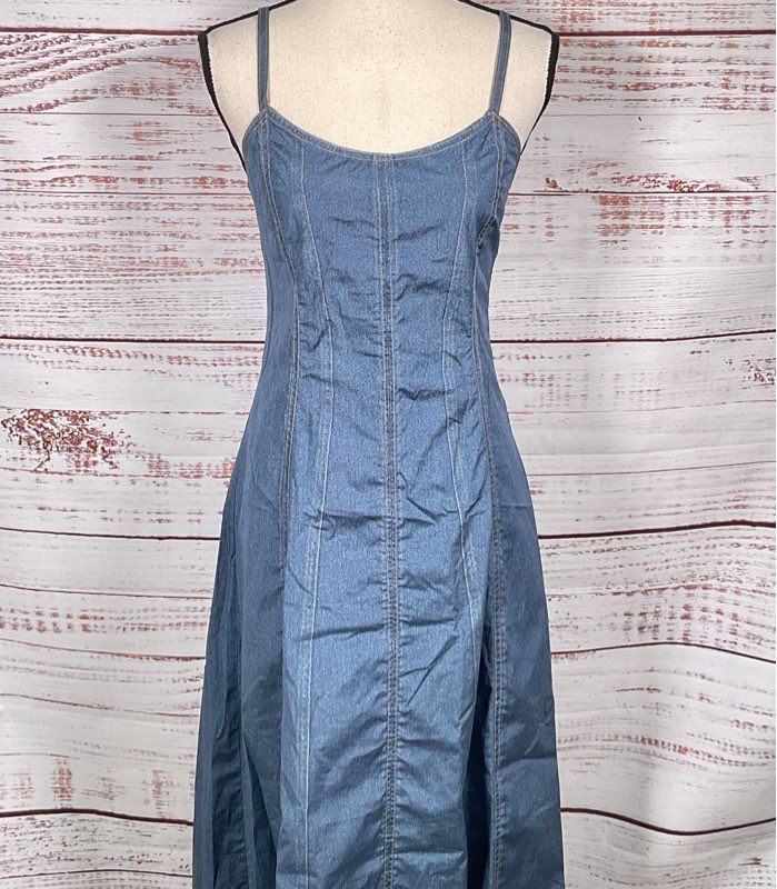 Rag & Bone Miramar Denim Effect Cotton Midi Dress Blue 2