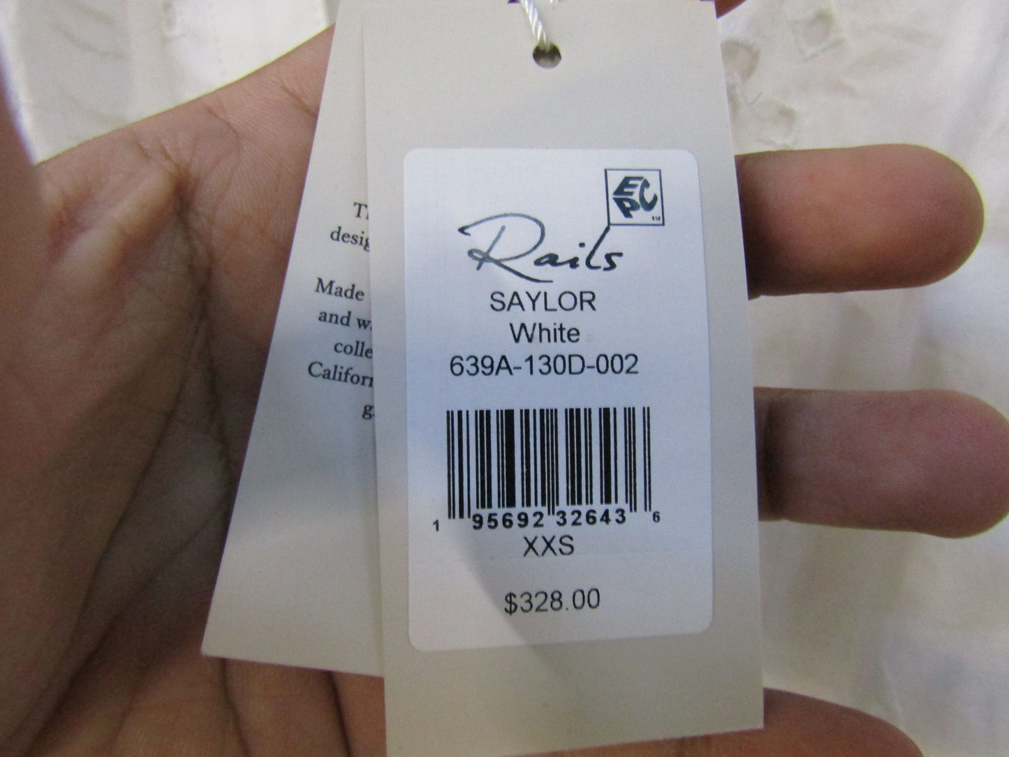 Rails Saylor Women's White Long Sleeve Tied Belt Dress Size XXS