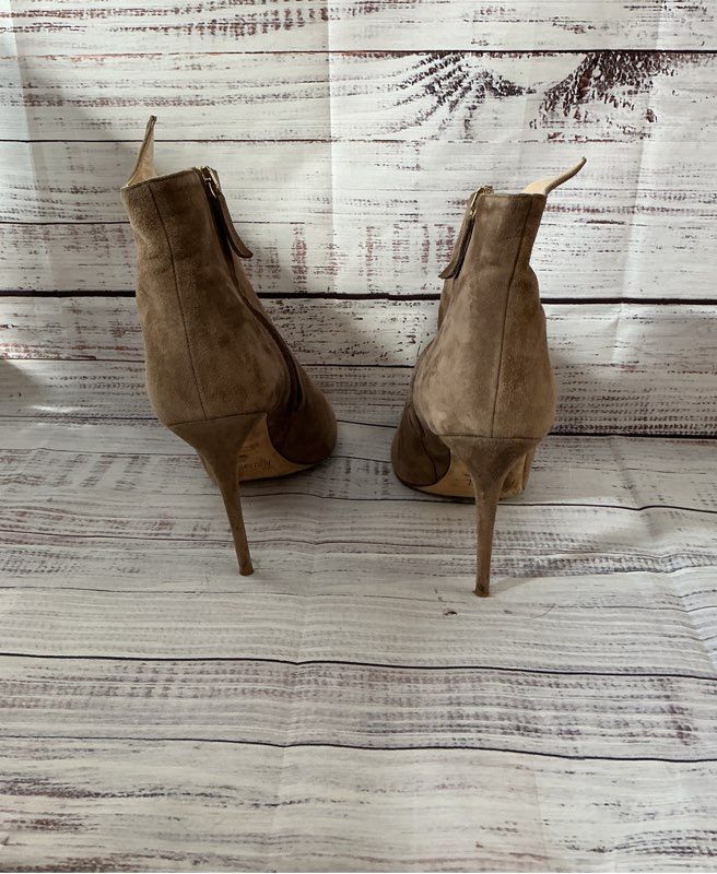 Women's Jerome C. Rousseau Taupe Suede Stiletto Boots Size 40 US 9