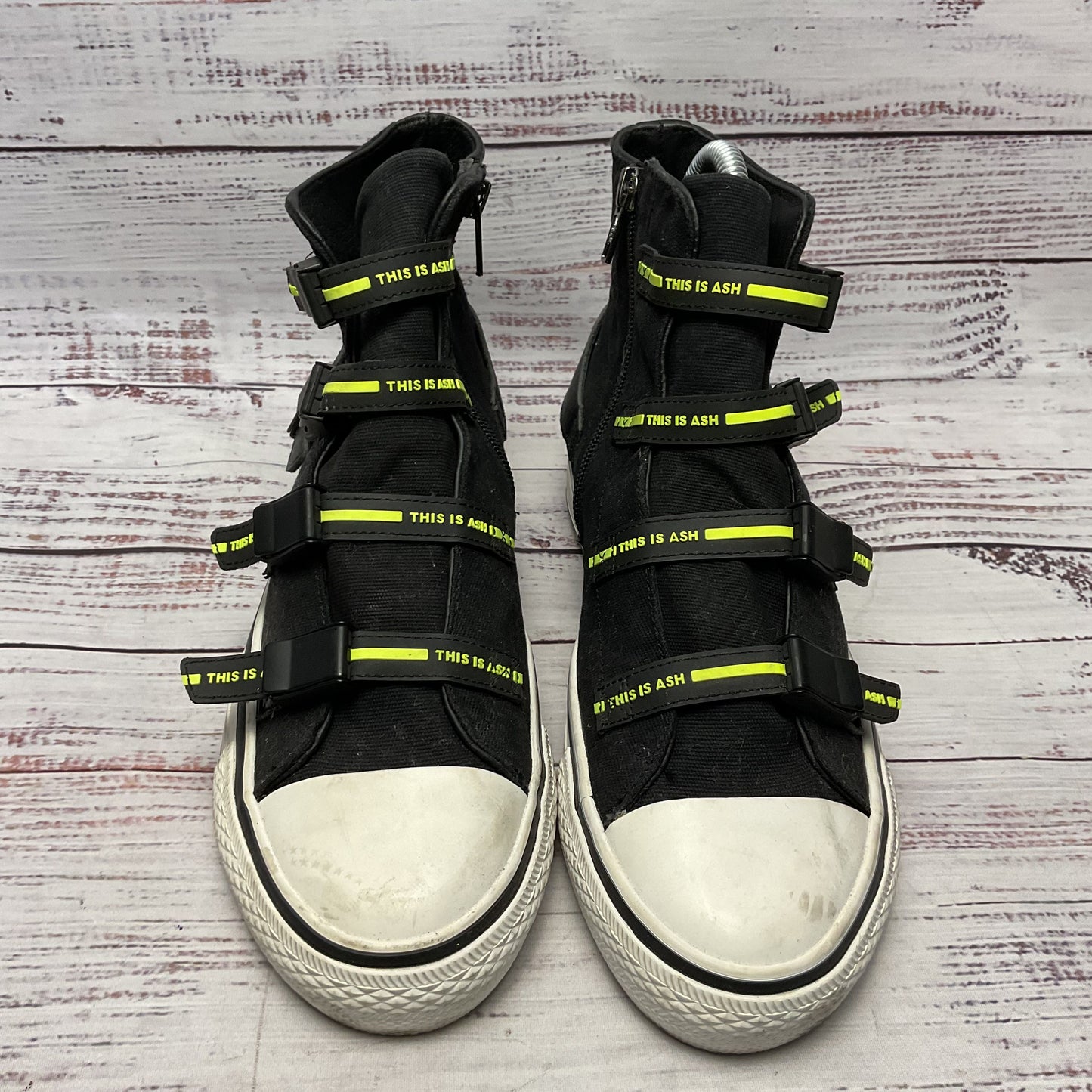 Ash Virgo Black Canvas Hi-top Strap Buckle Sneaker Casual Shoe Women Size 7.5