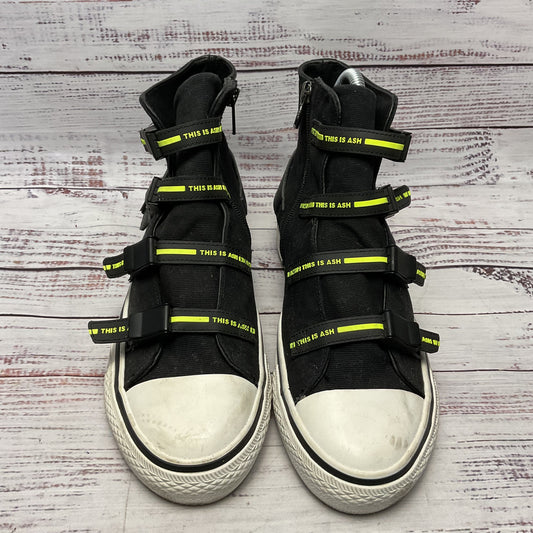 Ash Virgo Black Canvas Hi-top Strap Buckle Sneaker Casual Shoe Women Size 7.5