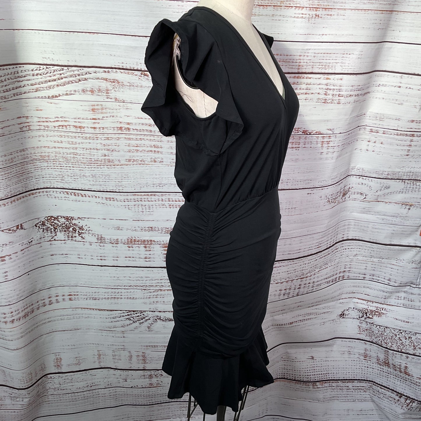 NWT VERONICA BEARD Jeans Lisette Women's Short Flutter Sleeves Ruched Dress SZ 4