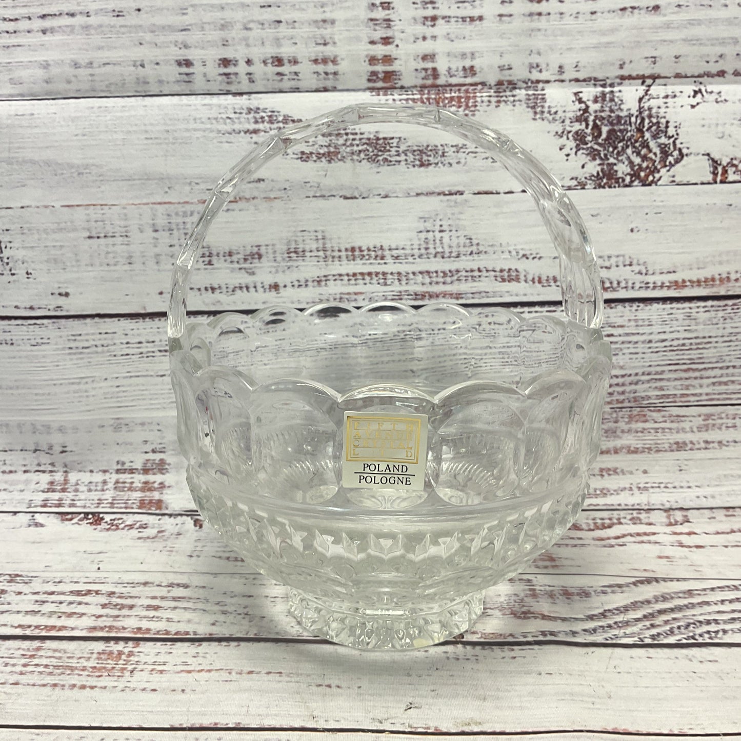 Fifth Avenue Crystal Polish Crystal Clear Glass Basket 8"