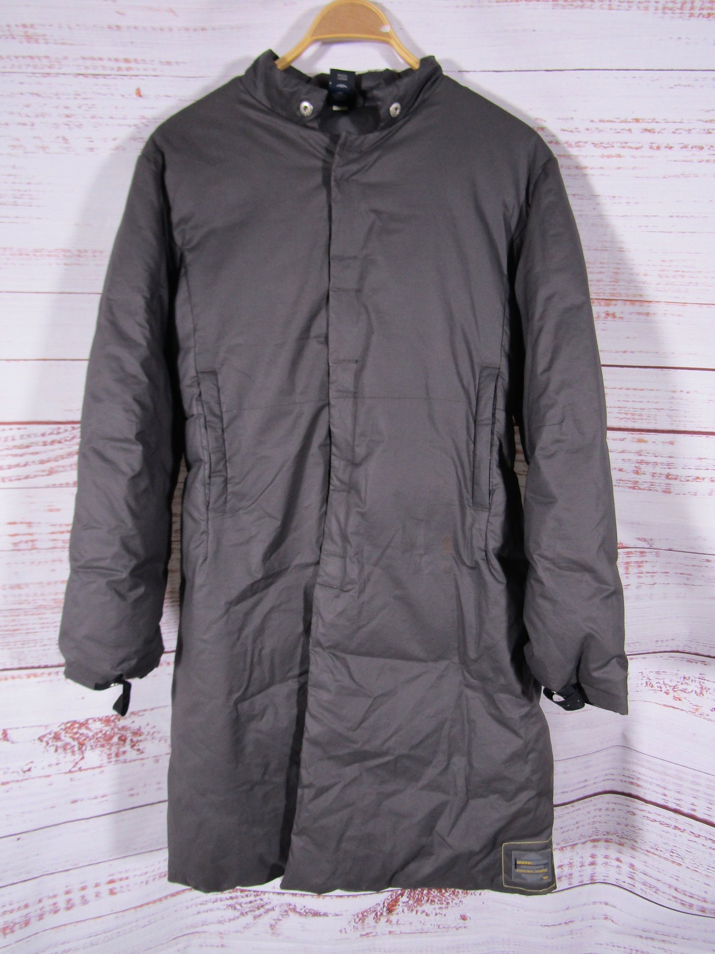 Vintage Diesel Intrinsic Vitality Oversized Gray Duck Down Removable Scarf Coat