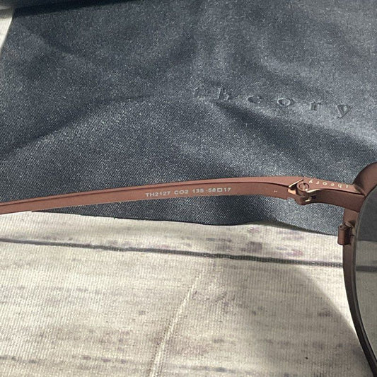 Theory 2127 Round Metal Frame Black Lens Sunglasses w/ Case Size 135-58-17