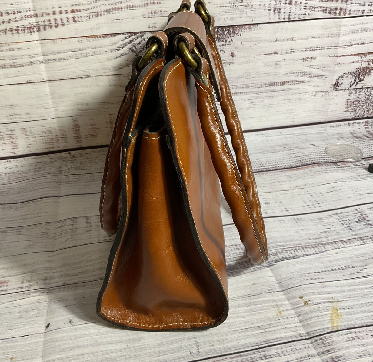 PATRICIA NASH Brown Leather Shoulder Bag