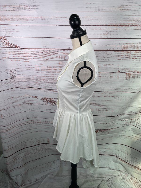 Flavio Castellani Women's White Sleeveless Button Dress Size 42 Made in Italy
