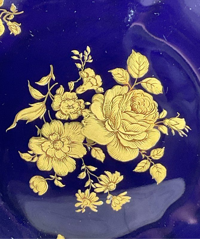 Bareuther Waldsassen Echt Vintage 22K Gold Germany Lot of 3 Salad Plates Cobalt