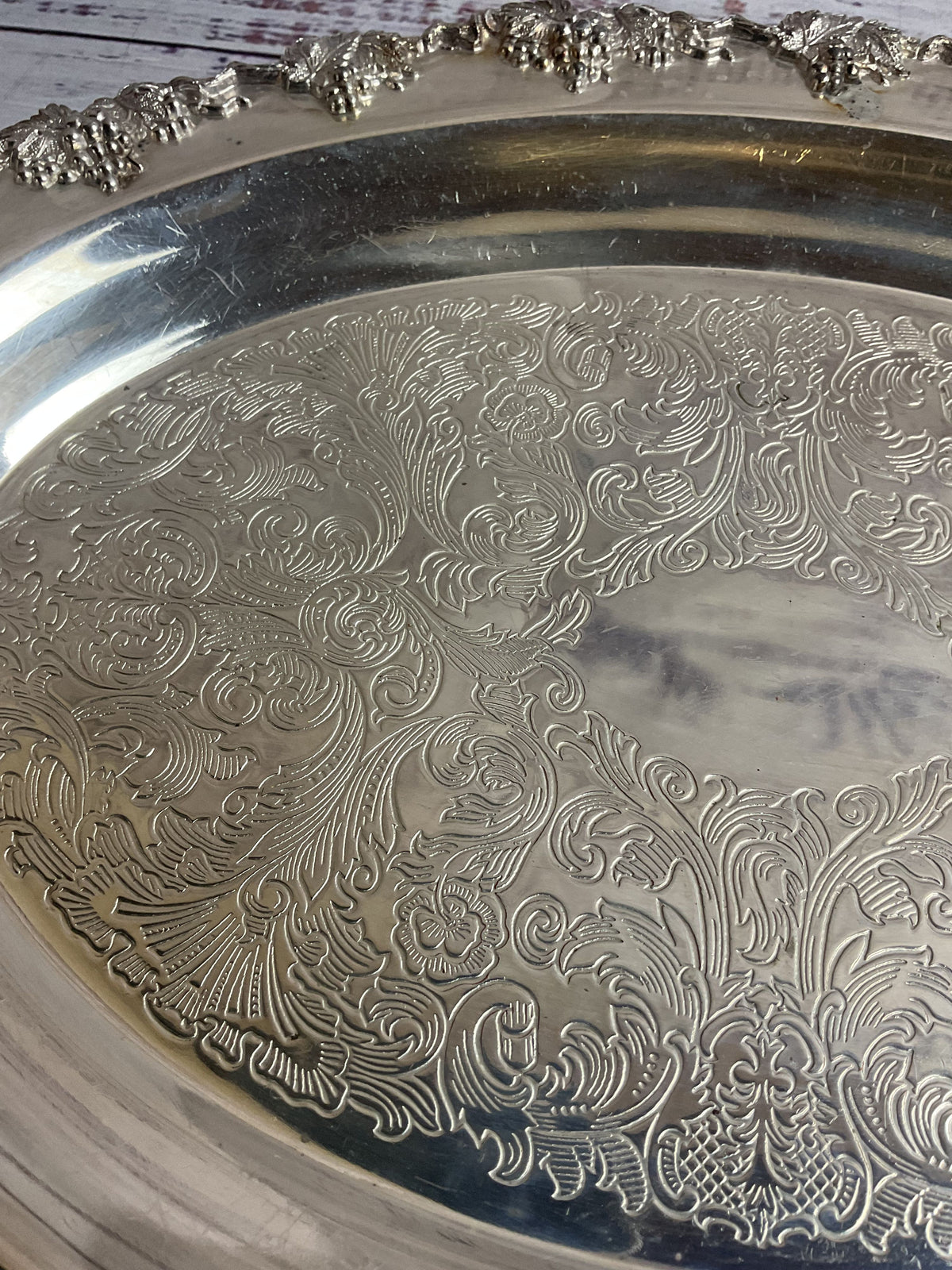 Vintage WM Rogers Silverplated 11" Engraved Tray