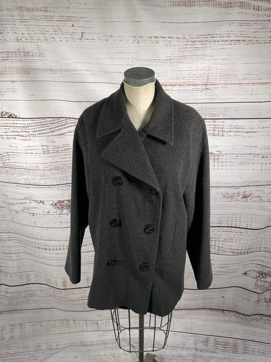 Vintage J. Percy Women's Dark Gray 100% Wool Coat Size 14