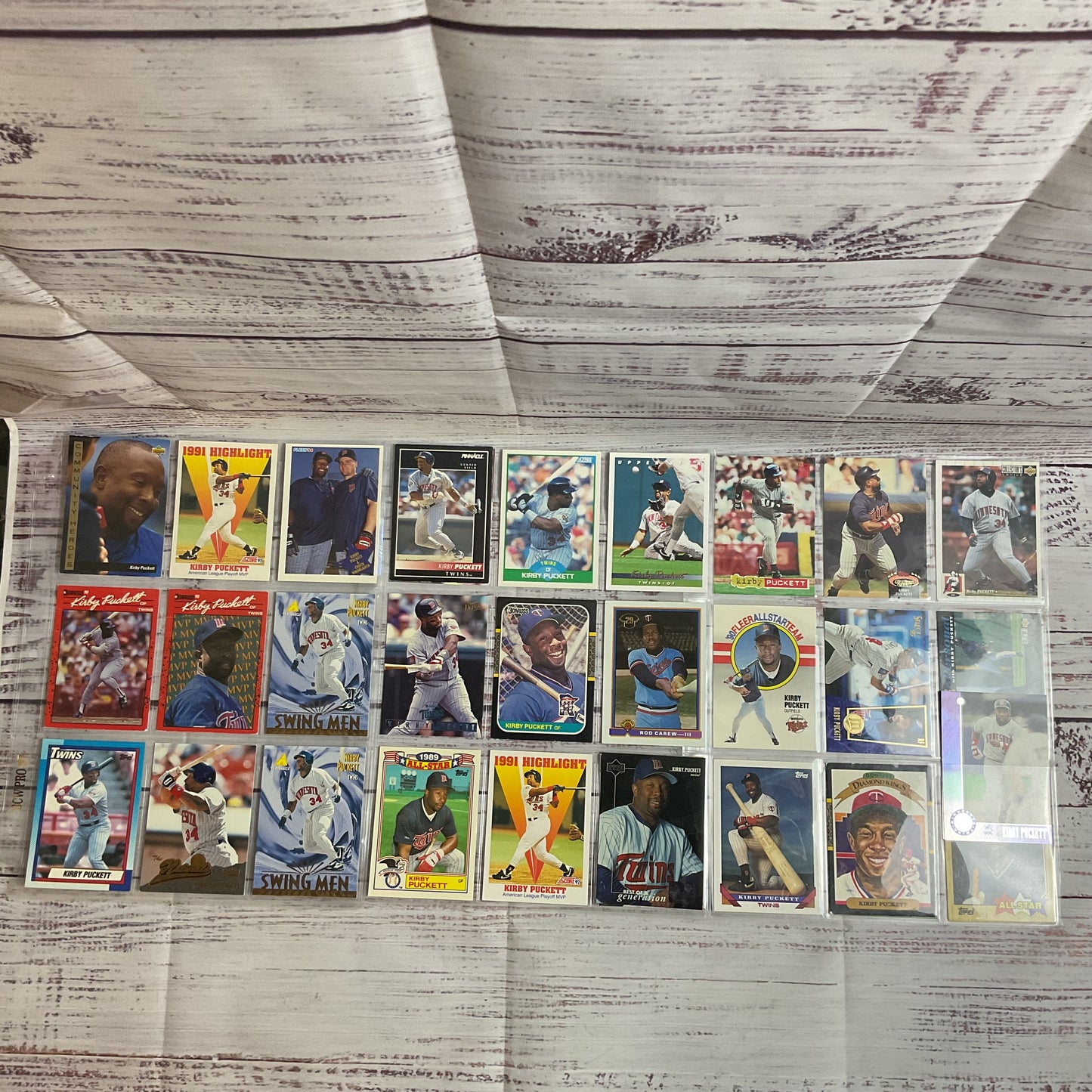 Set of 29 KIRBY PUCKETT Baseball Cards- Donruss, Pinnacle, Upper Deck, Fleer,