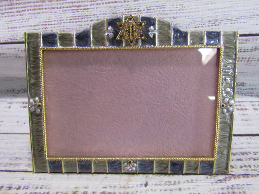 Shalom House Enamel Star of David Photo Frame 5 7/8" x 3 7/8"